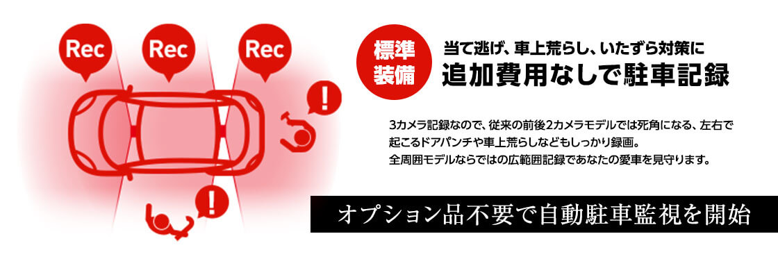 marumie Y-3300｜全方面3カメラドライブレコーダー（前方・後方・左右