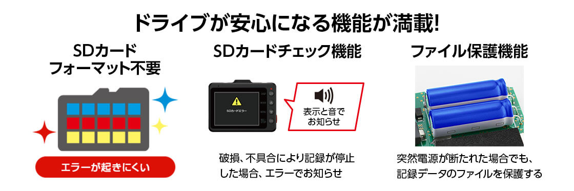 marumie Y-3300｜全方面3カメラドライブレコーダー（前方・後方・左右