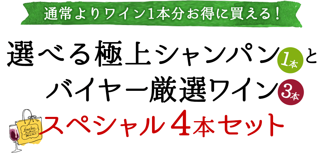 選べる極上シャンパンとバイヤー厳選ワインスペシャル4本セット
