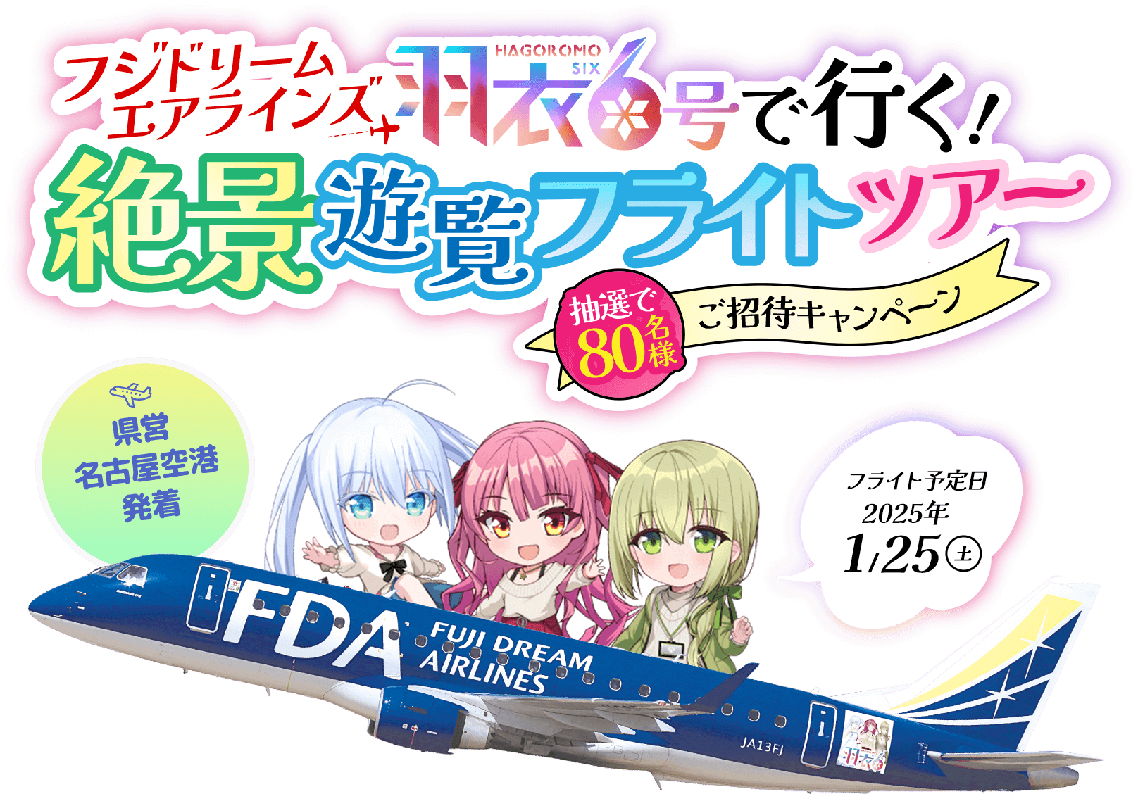 フジドリームエアラインズ「羽衣6」号で行く!絶景遊覧フライトツアー