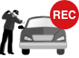 駐車中の当て逃げや、車上荒らし対策に必要な駐車記録のご利用は、別売りオプションが必要です。
